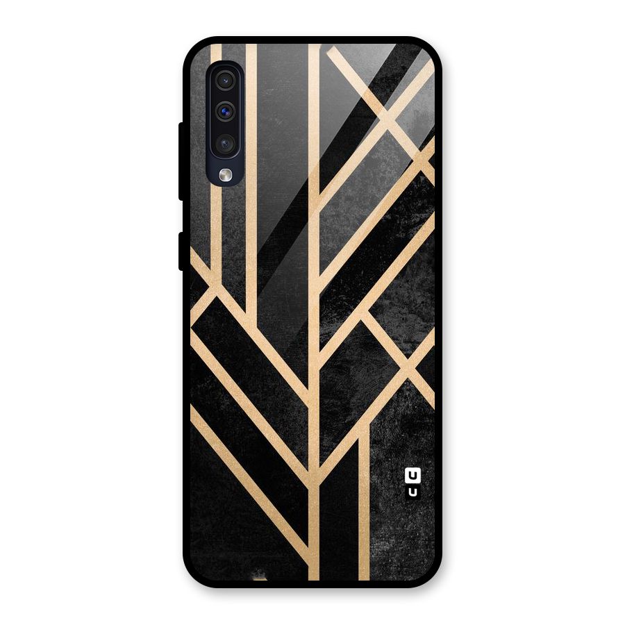 Tri Lines Gold Glass Back Case for Galaxy A30s