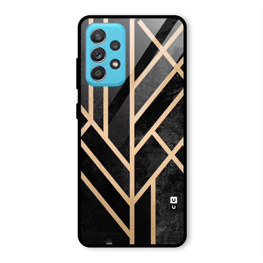 Tri Lines Gold Glass Back Case for Galaxy A52s 5G