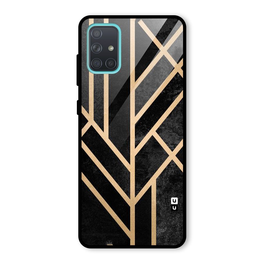 Tri Lines Gold Glass Back Case for Galaxy A71