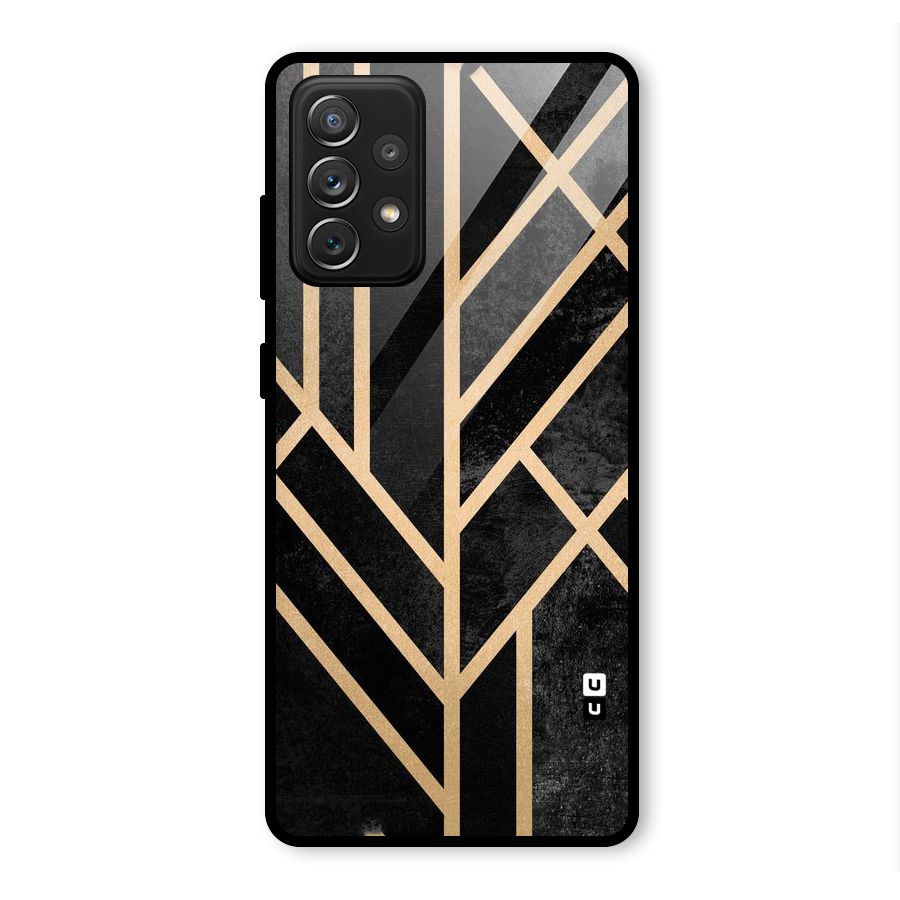Tri Lines Gold Glass Back Case for Galaxy A72