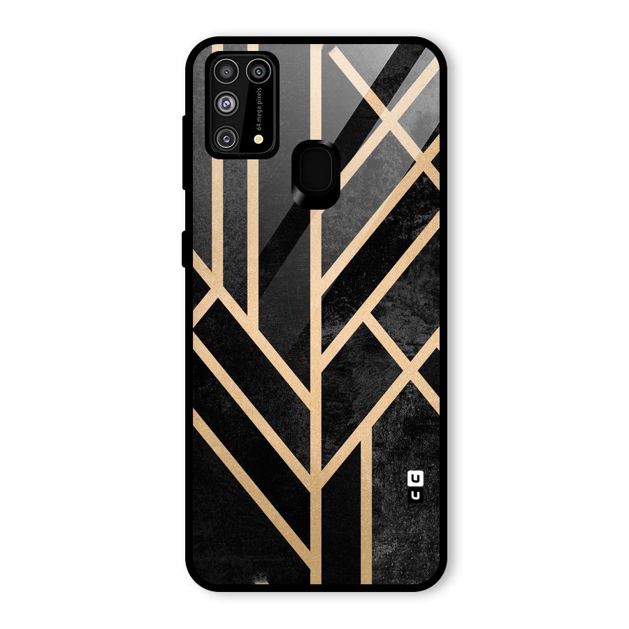 Tri Lines Gold Glass Back Case for Galaxy F41