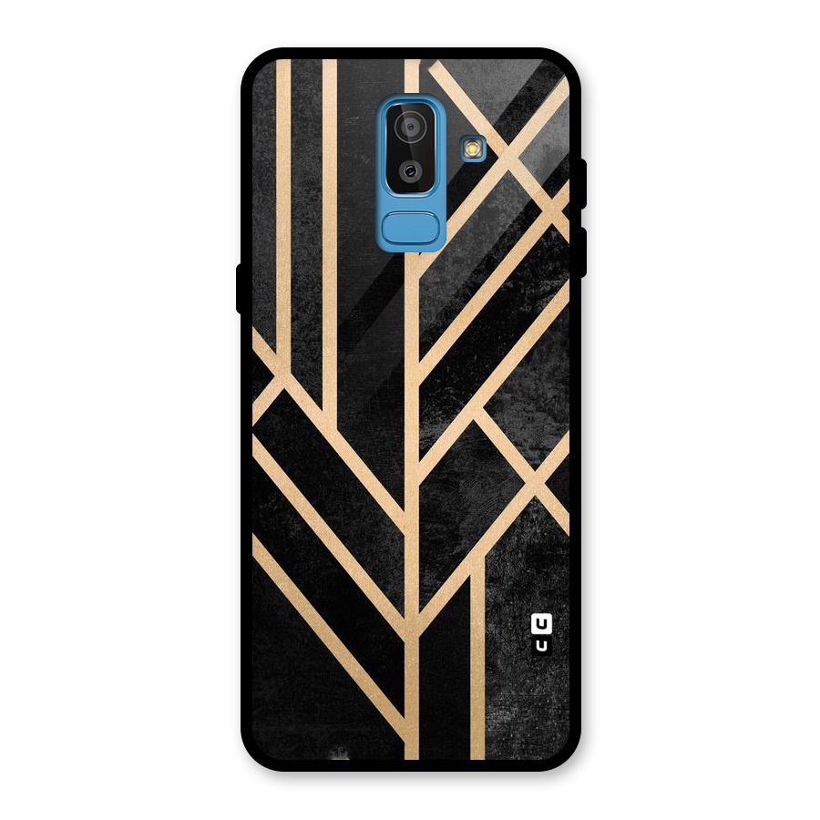 Tri Lines Gold Glass Back Case for Galaxy J8