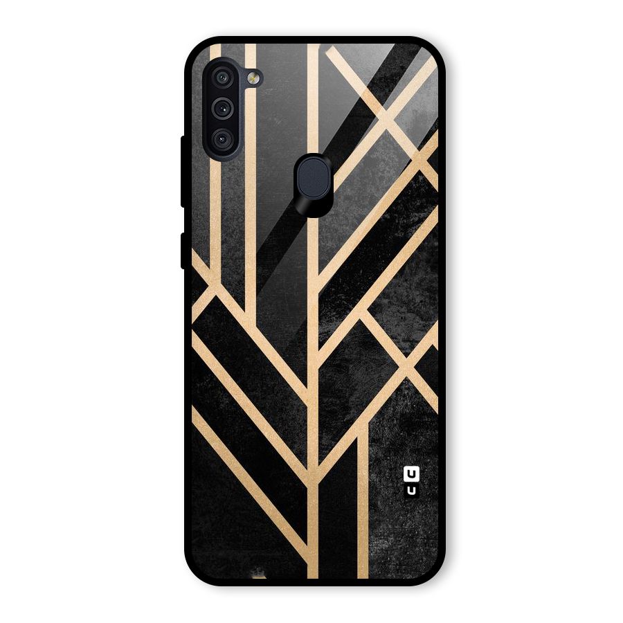 Tri Lines Gold Glass Back Case for Galaxy M11