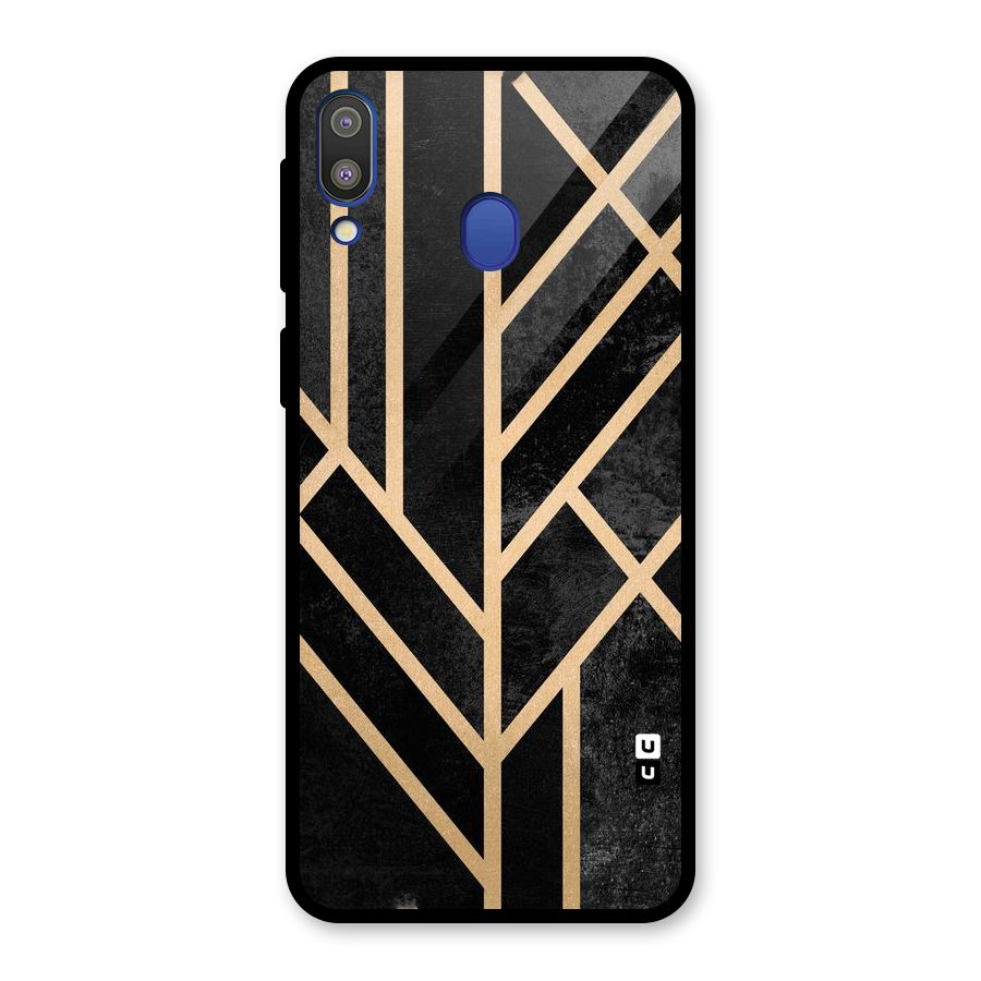 Tri Lines Gold Glass Back Case for Galaxy M20