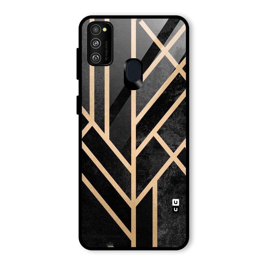 Tri Lines Gold Glass Back Case for Galaxy M30s