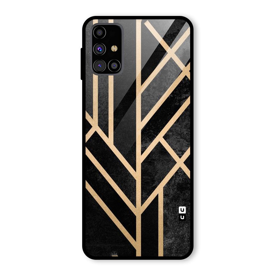 Tri Lines Gold Glass Back Case for Galaxy M31s