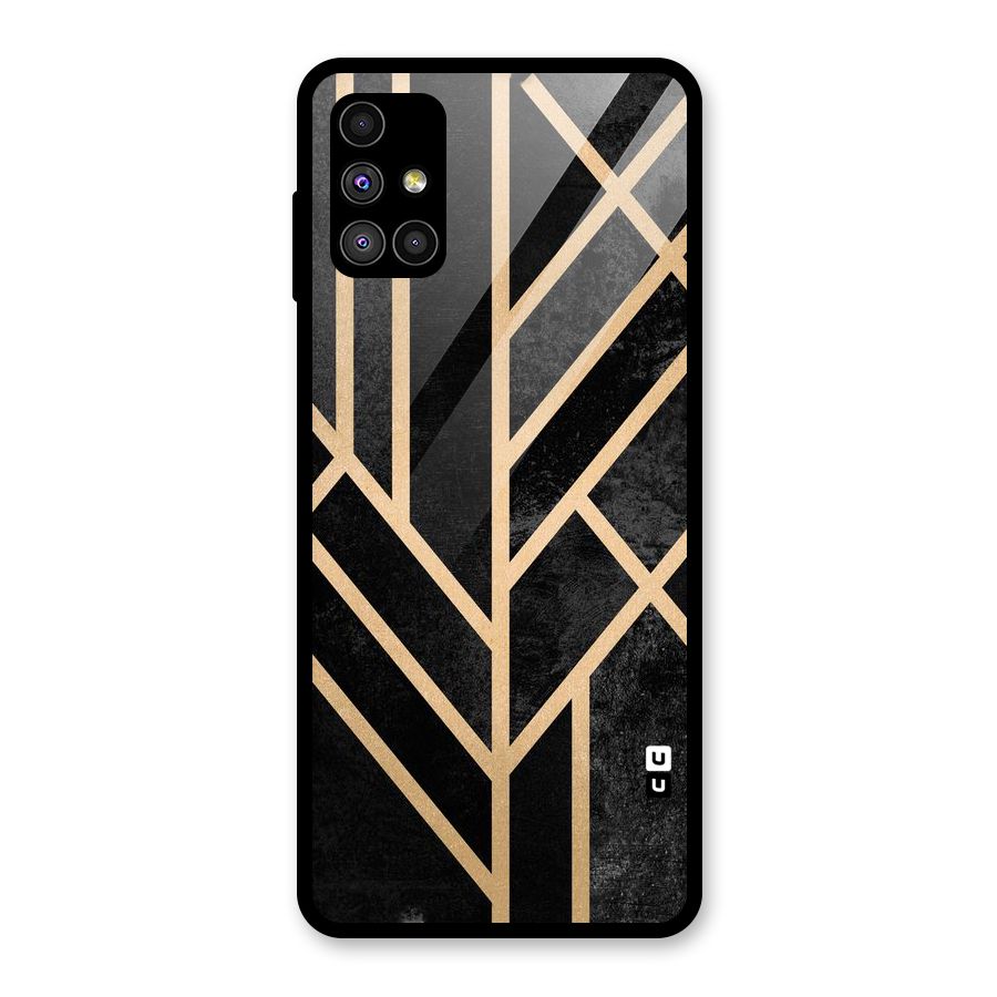 Tri Lines Gold Glass Back Case for Galaxy M51