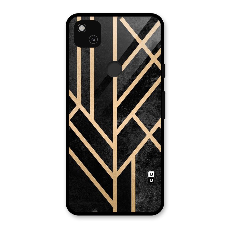 Tri Lines Gold Glass Back Case for Google Pixel 4a
