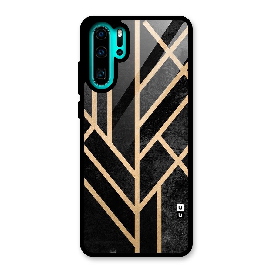 Tri Lines Gold Glass Back Case for Huawei P30 Pro