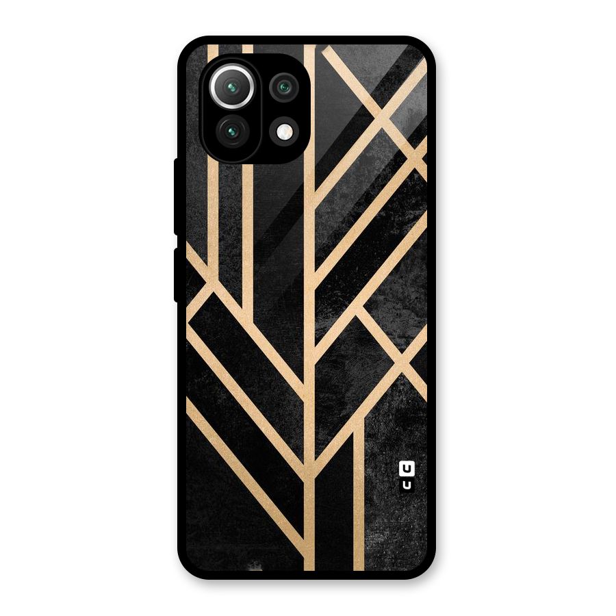 Tri Lines Gold Glass Back Case for Mi 11 Lite NE 5G