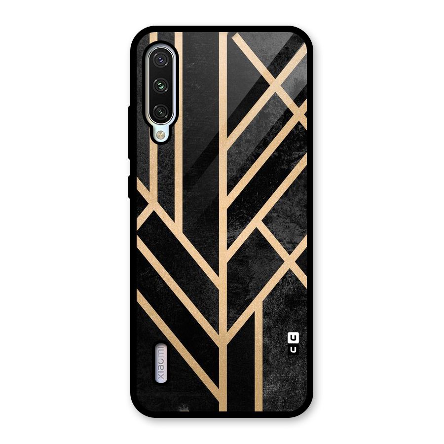 Tri Lines Gold Glass Back Case for Mi A3
