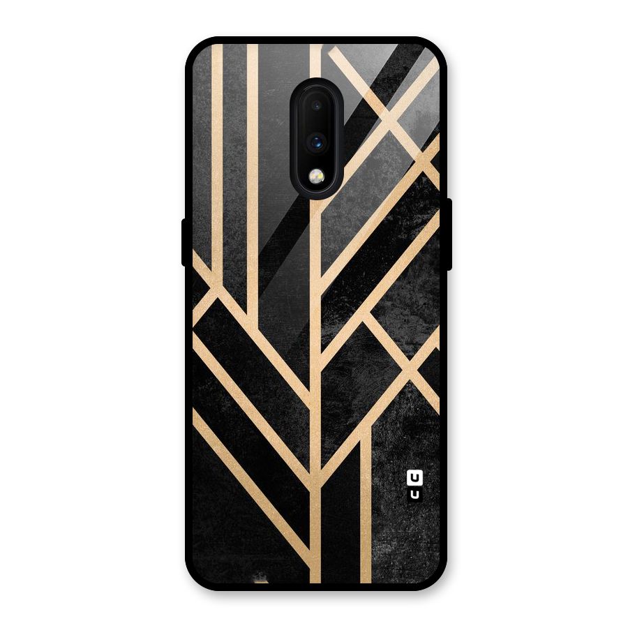 Tri Lines Gold Glass Back Case for OnePlus 7
