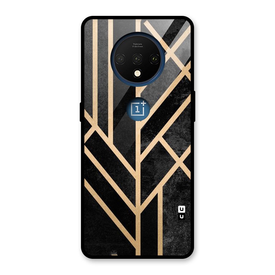 Tri Lines Gold Glass Back Case for OnePlus 7T