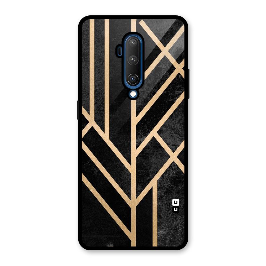 Tri Lines Gold Glass Back Case for OnePlus 7T Pro