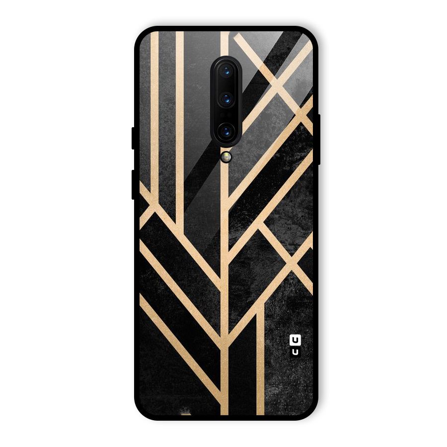 Tri Lines Gold Glass Back Case for OnePlus 7 Pro