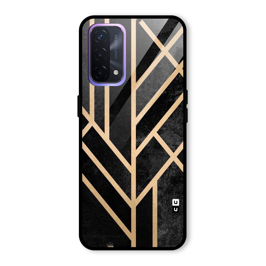 Tri Lines Gold Glass Back Case for Oppo A74 5G
