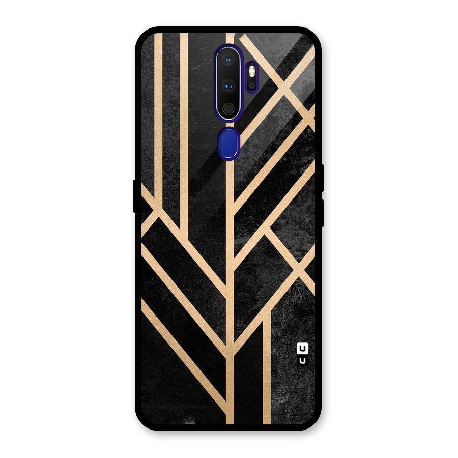 Tri Lines Gold Glass Back Case for Oppo A9 (2020)