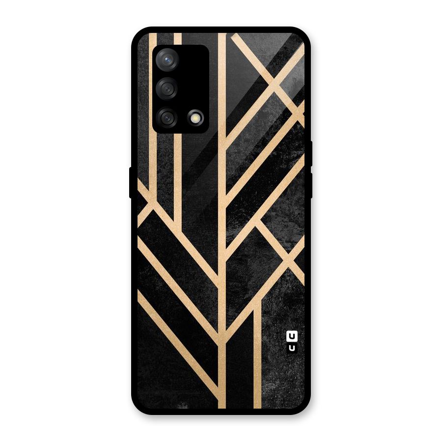 Tri Lines Gold Glass Back Case for Oppo F19
