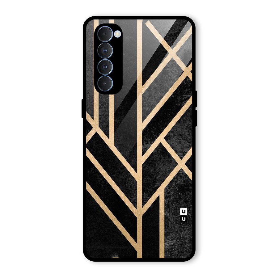 Tri Lines Gold Glass Back Case for Oppo Reno4 Pro