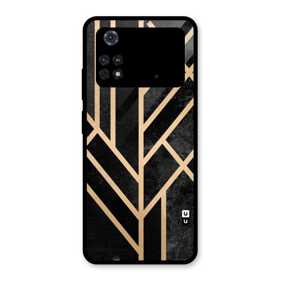 Tri Lines Gold Glass Back Case for Poco M4 Pro 4G