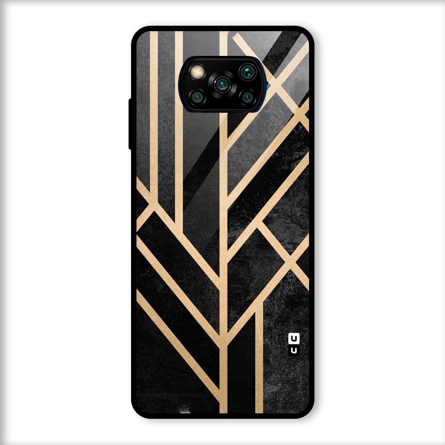 Tri Lines Gold Glass Back Case for Poco X3