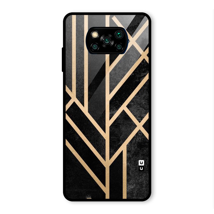 Tri Lines Gold Glass Back Case for Poco X3 Pro