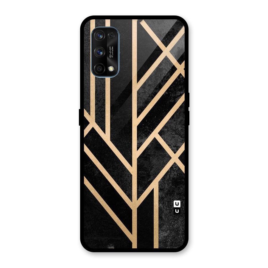 Tri Lines Gold Glass Back Case for Realme 7 Pro