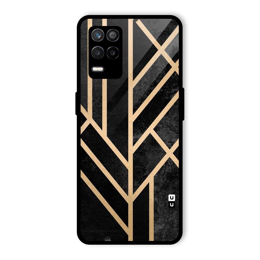 Tri Lines Gold Glass Back Case for Realme 9 5G