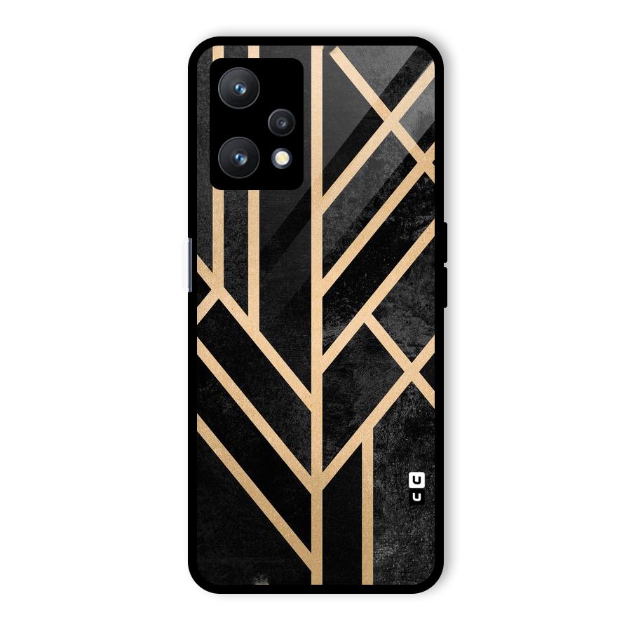 Tri Lines Gold Glass Back Case for Realme 9 Pro 5G