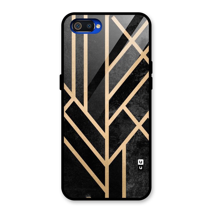 Tri Lines Gold Glass Back Case for Realme C2