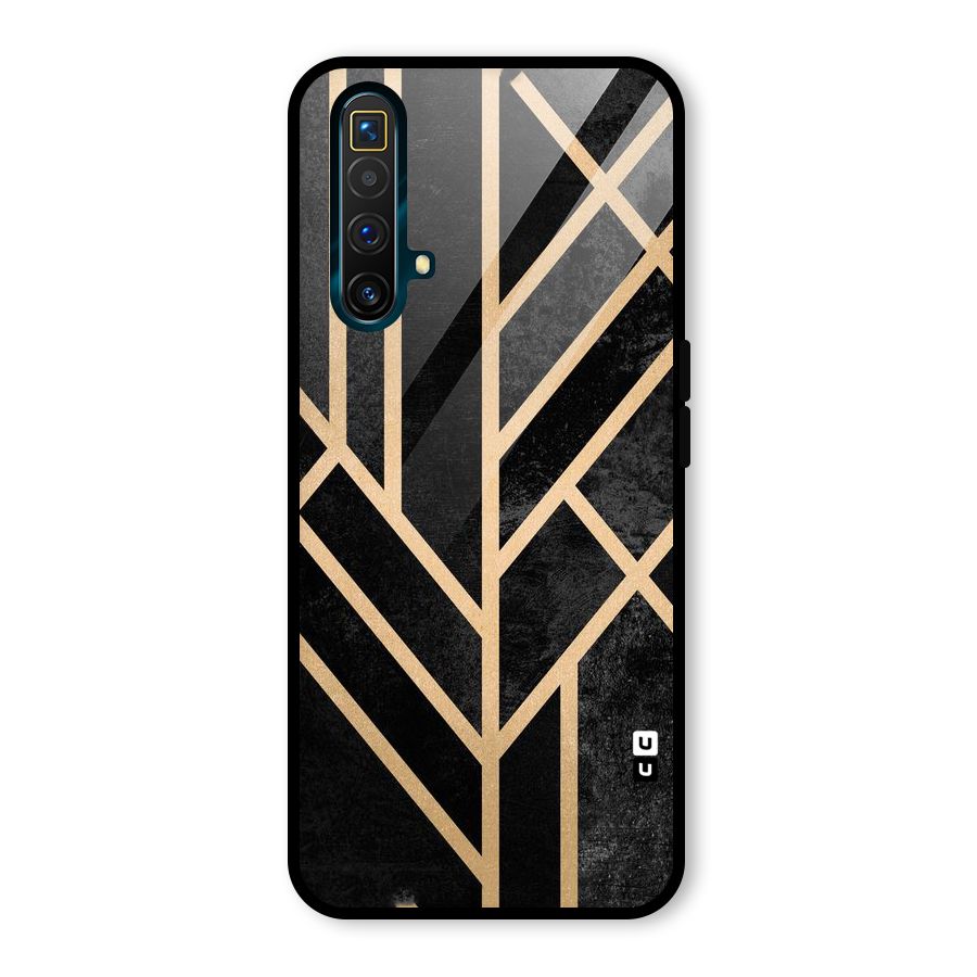 Tri Lines Gold Glass Back Case for Realme X3 SuperZoom