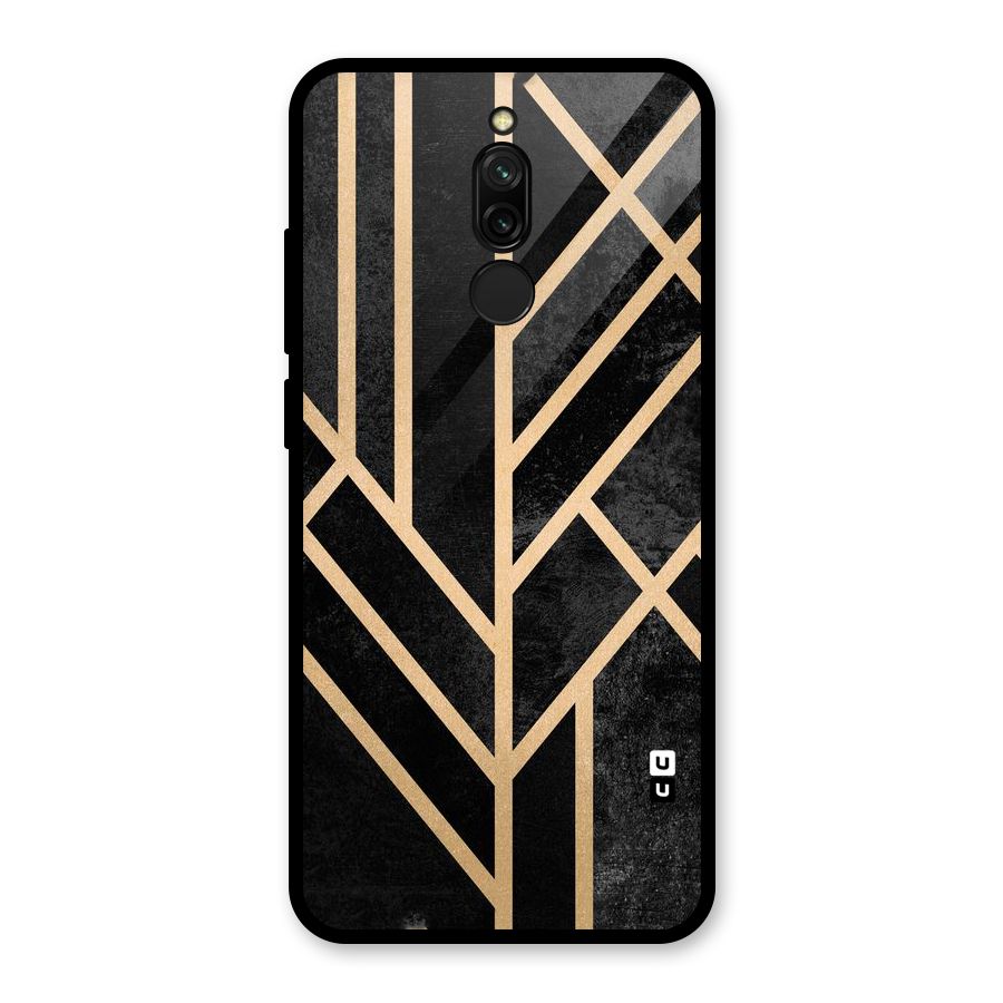 Tri Lines Gold Glass Back Case for Redmi 8
