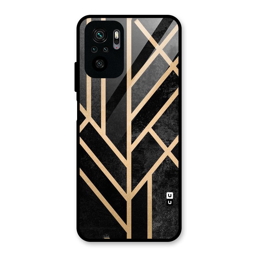 Tri Lines Gold Glass Back Case for Redmi Note 10S