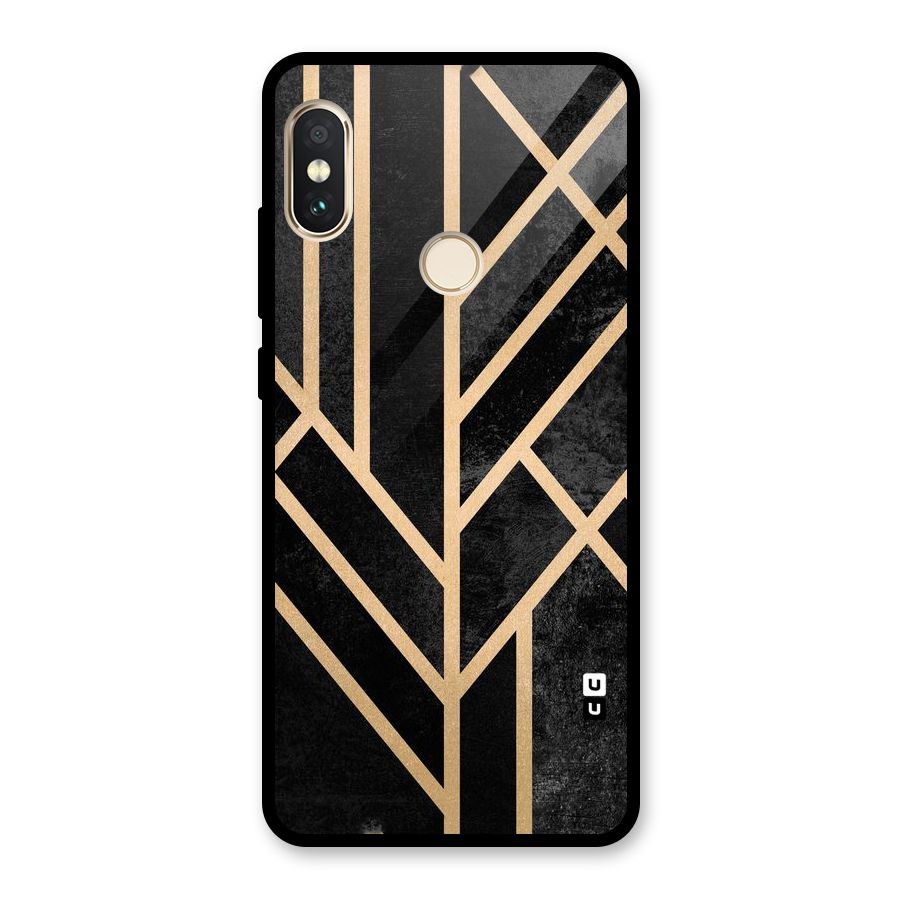 Tri Lines Gold Glass Back Case for Redmi Note 5 Pro