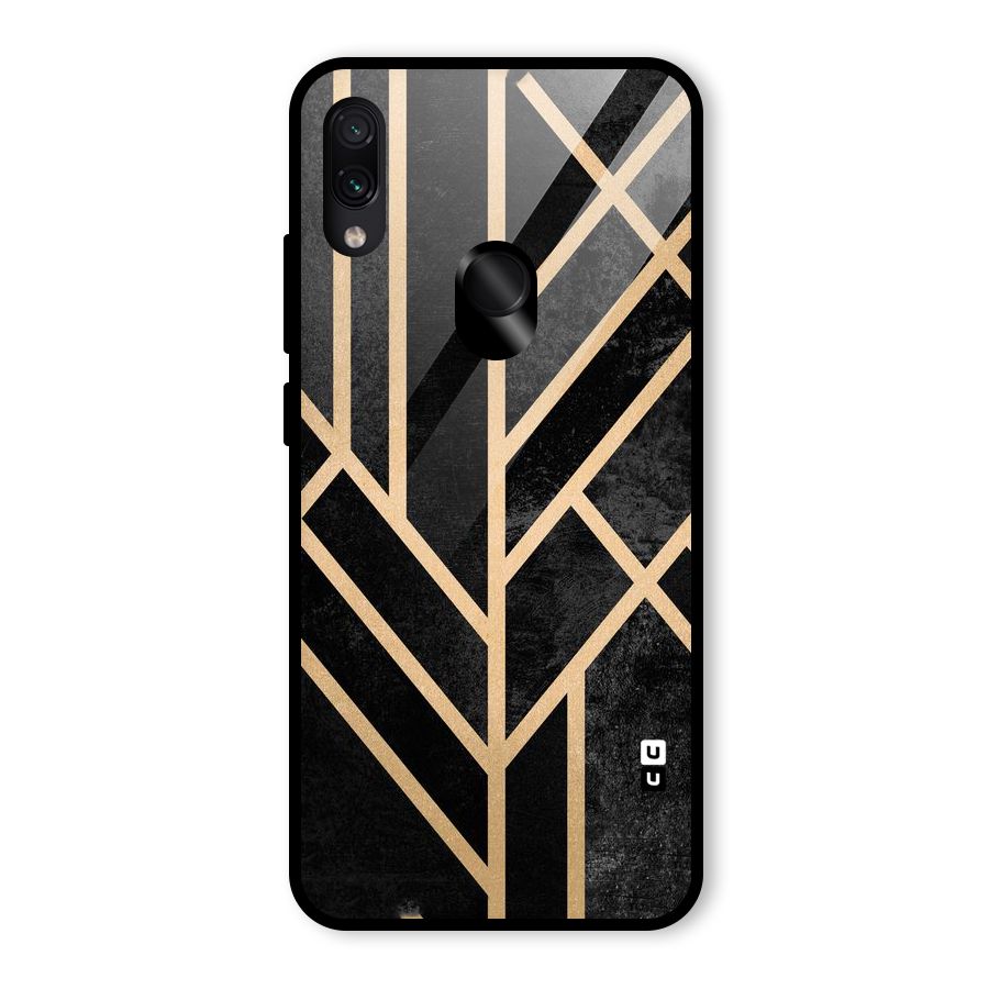 Tri Lines Gold Glass Back Case for Redmi Note 7S
