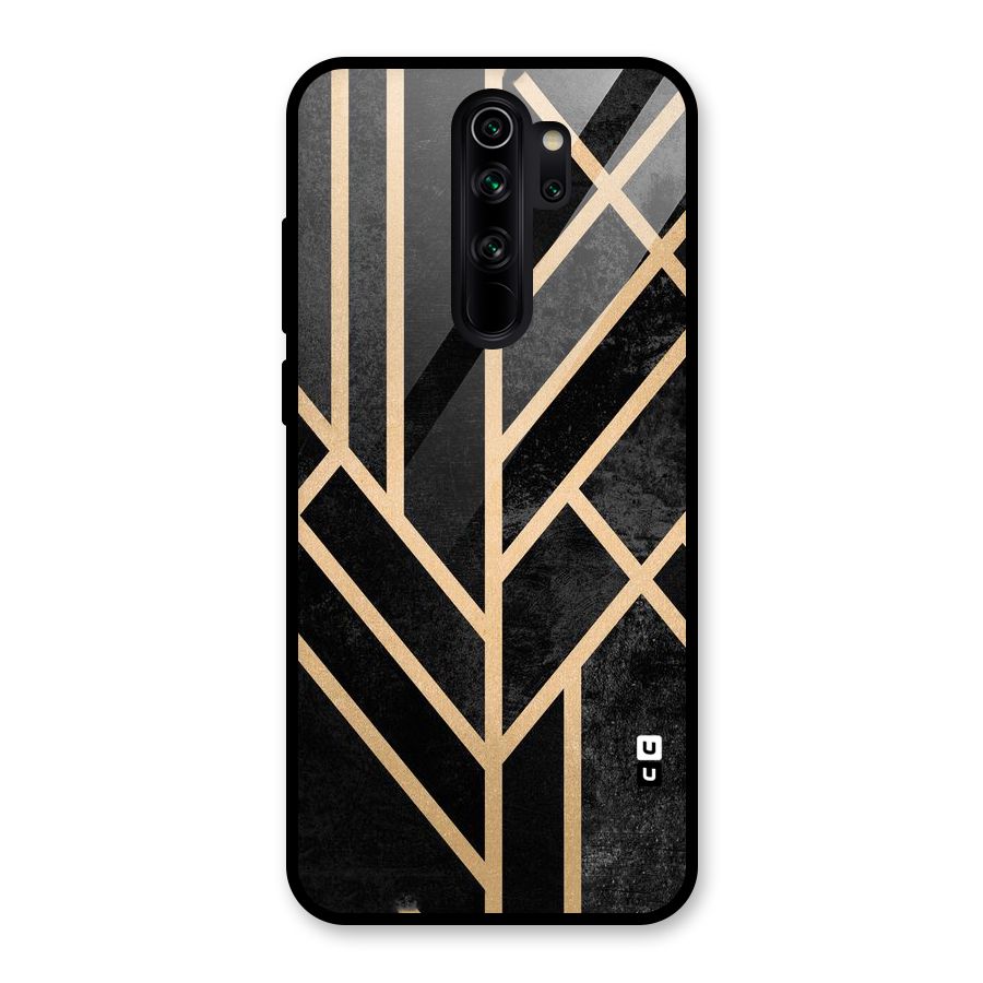 Tri Lines Gold Glass Back Case for Redmi Note 8 Pro