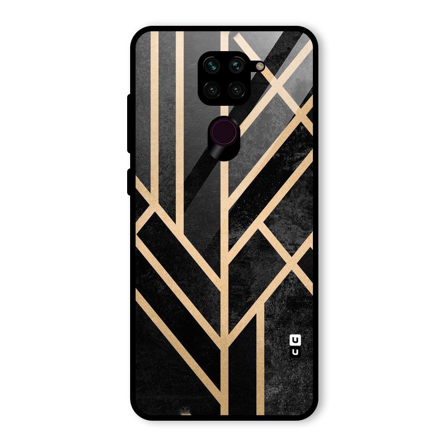 Tri Lines Gold Glass Back Case for Redmi Note 9