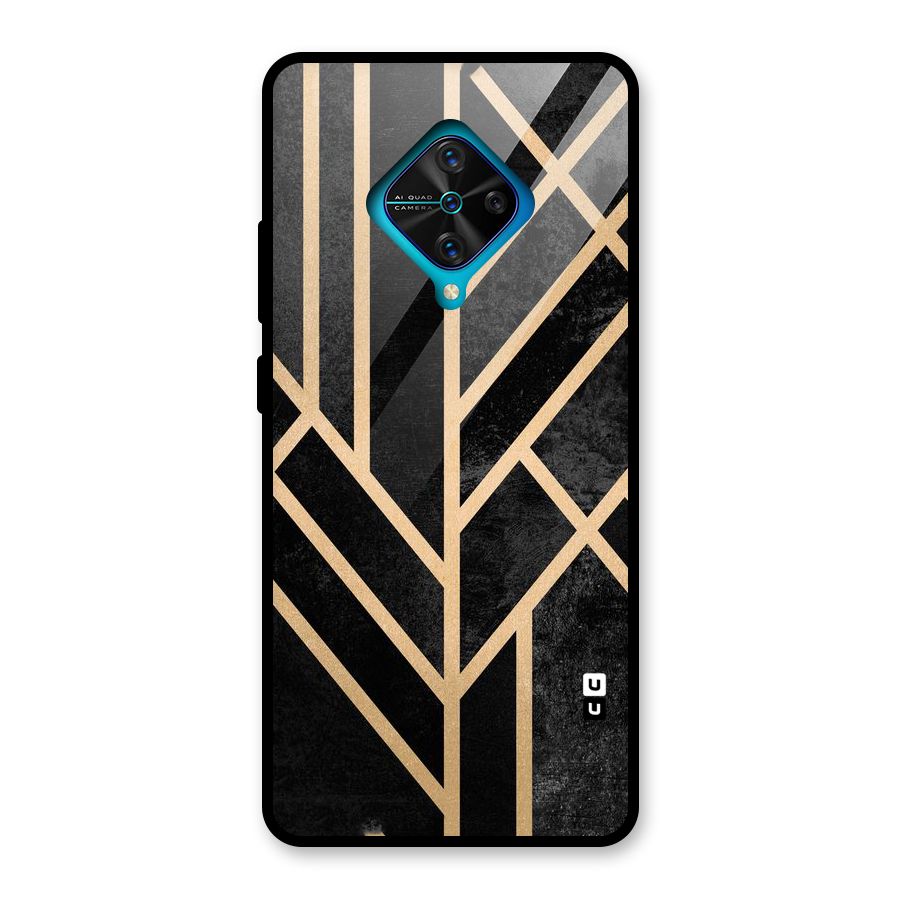 Tri Lines Gold Glass Back Case for Vivo S1 Pro