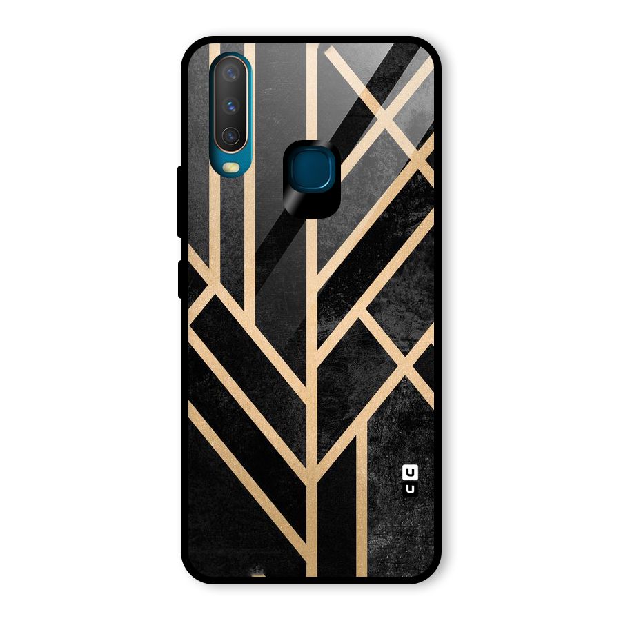 Tri Lines Gold Glass Back Case for Vivo U10