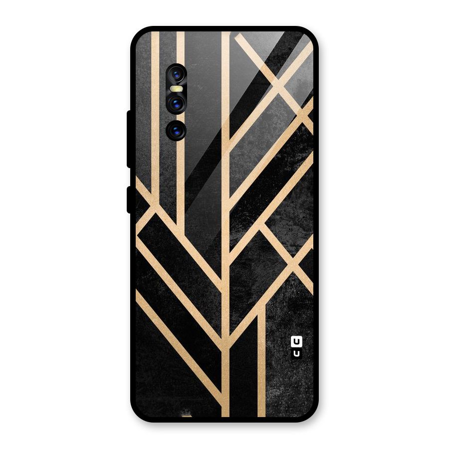 Tri Lines Gold Glass Back Case for Vivo V15 Pro