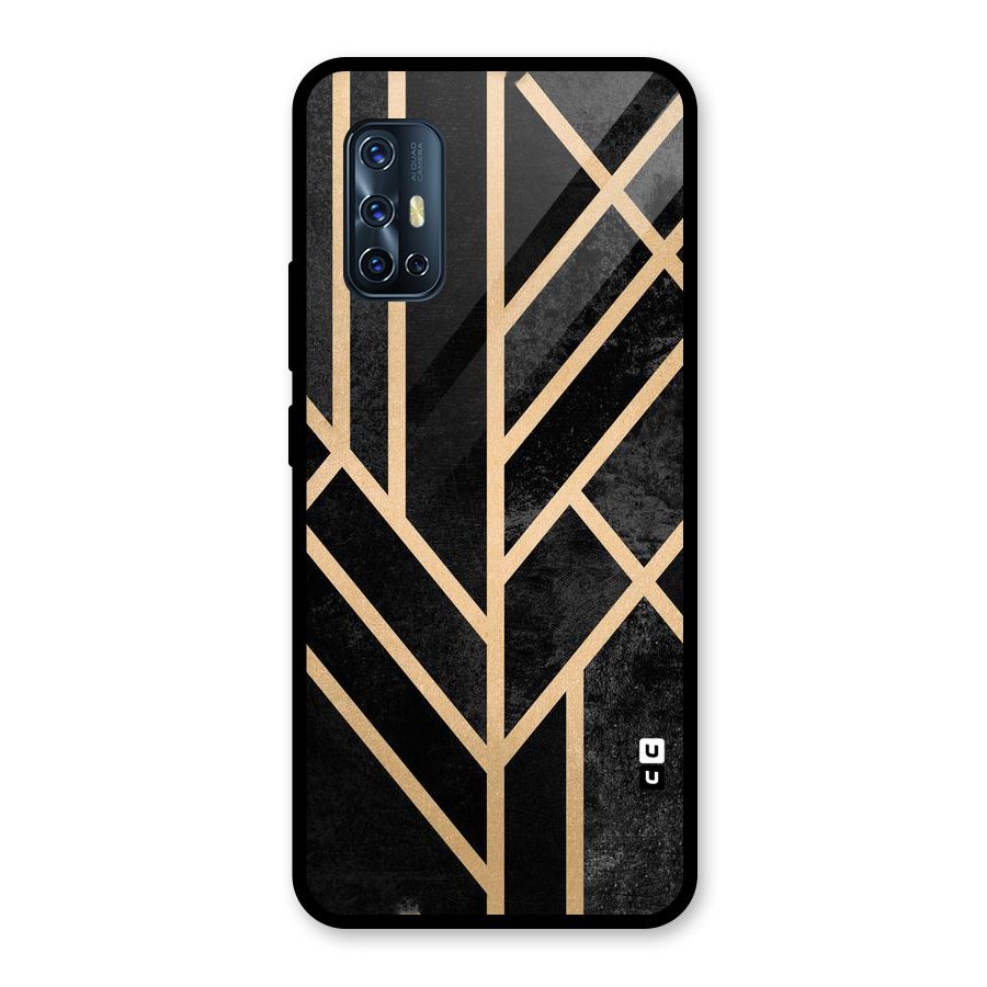 Tri Lines Gold Glass Back Case for Vivo V17
