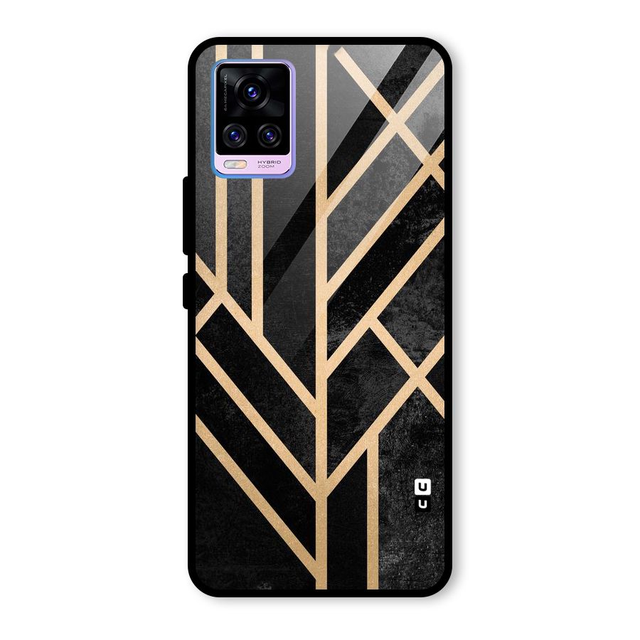 Tri Lines Gold Glass Back Case for Vivo V20 Pro