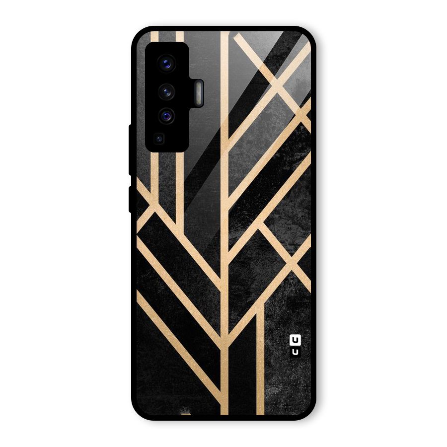 Tri Lines Gold Glass Back Case for Vivo X50