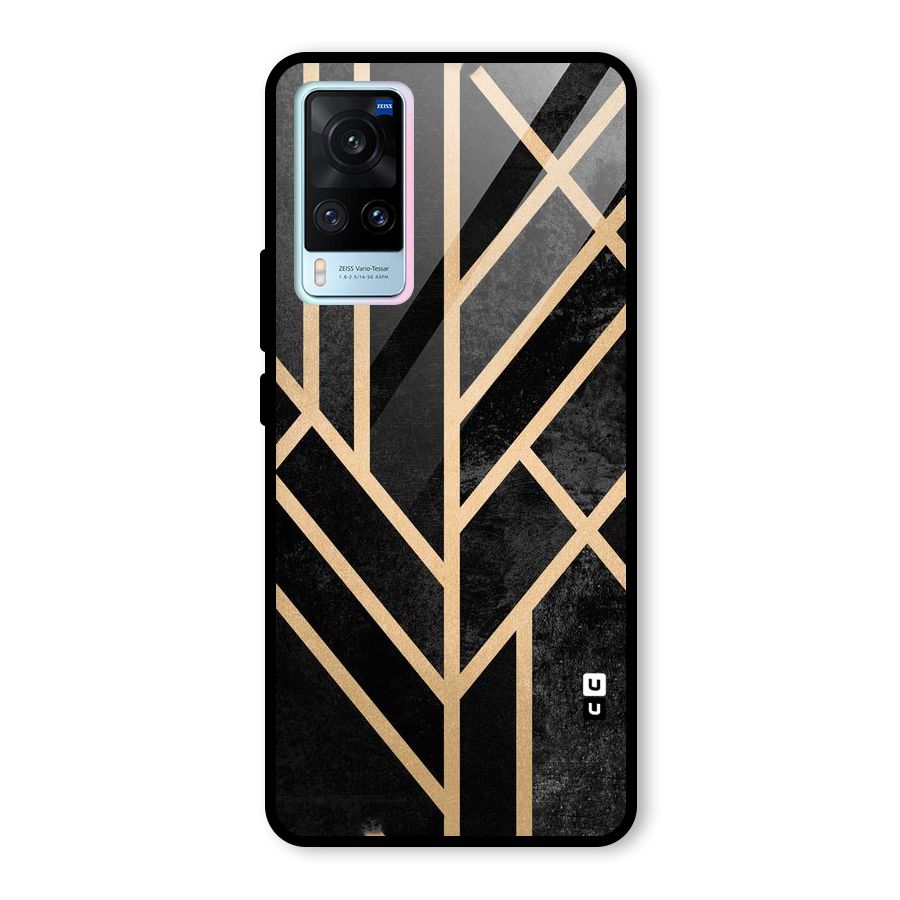 Tri Lines Gold Glass Back Case for Vivo X60
