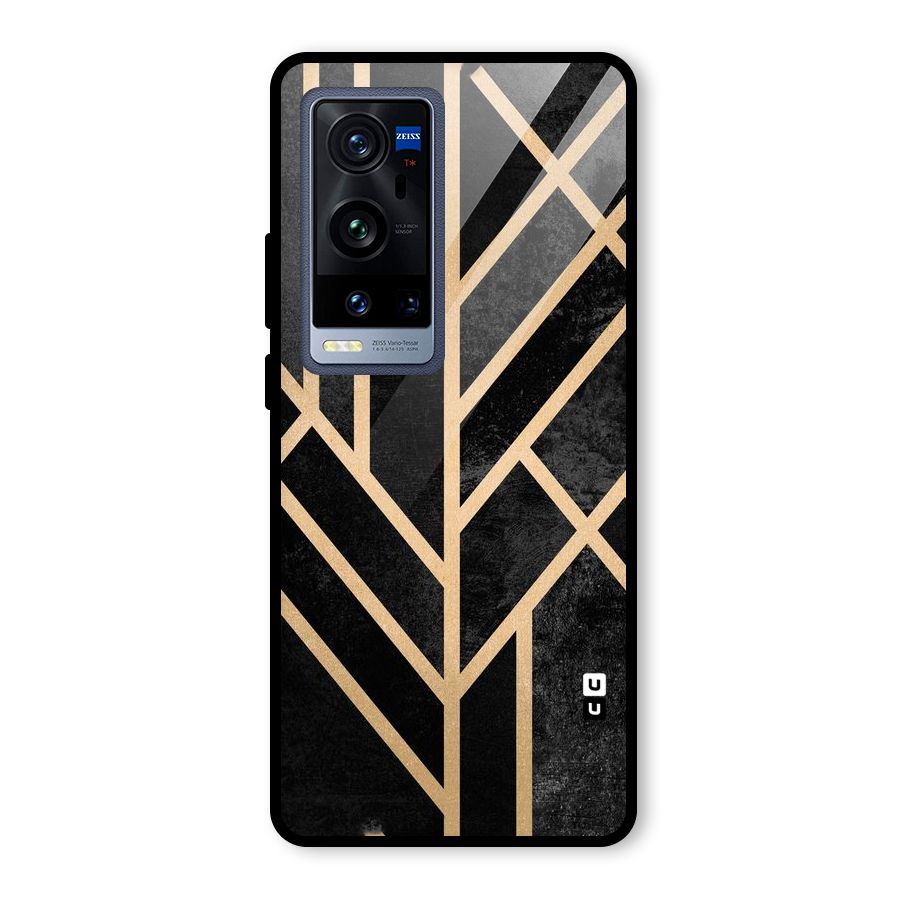 Tri Lines Gold Glass Back Case for Vivo X60 Pro Plus