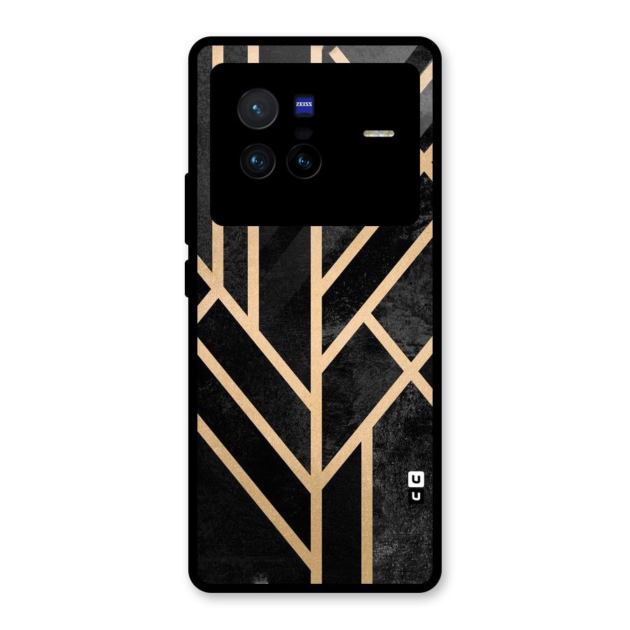 Tri Lines Gold Glass Back Case for Vivo X80