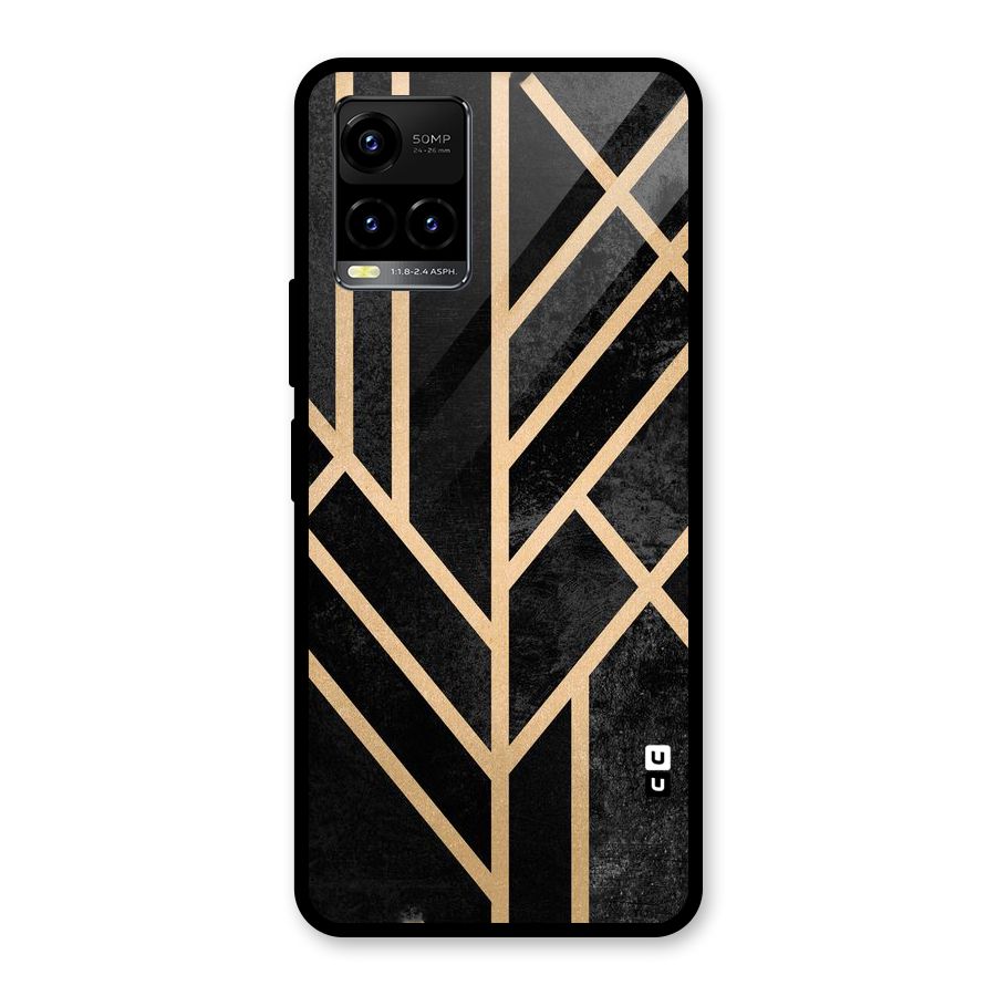 Tri Lines Gold Glass Back Case for Vivo Y21A