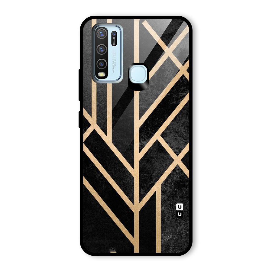Tri Lines Gold Glass Back Case for Vivo Y50