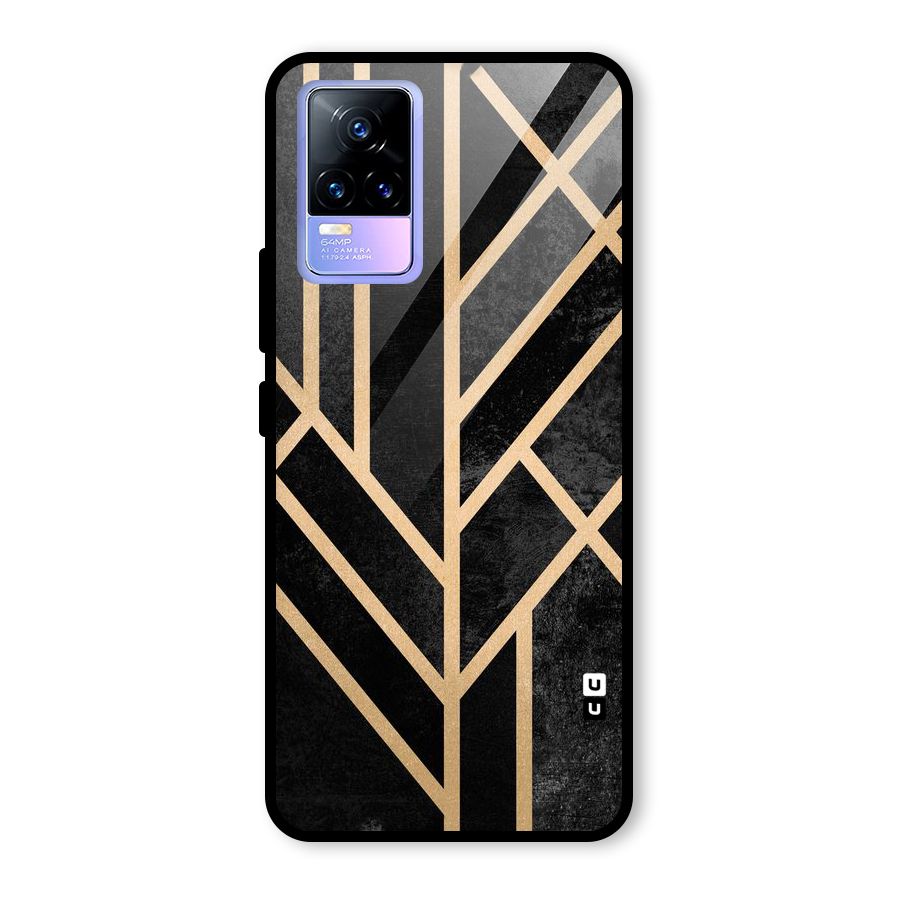 Tri Lines Gold Glass Back Case for Vivo Y73