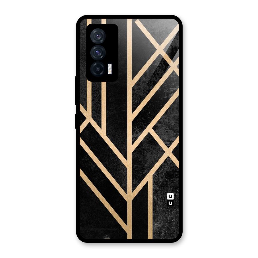 Tri Lines Gold Glass Back Case for Vivo iQOO 7 5G